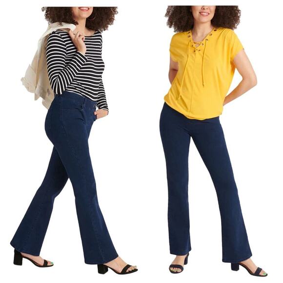 Betabrand Jeans Blue Yoga Denim Boot Cut 4 Pocket Indigo Dark Wash Stretch L - Picture 1 of 8